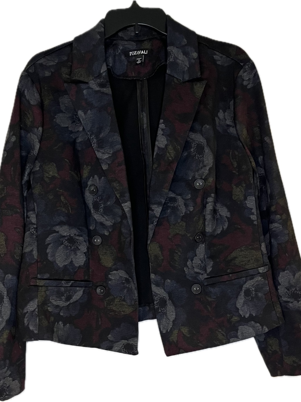 Roz & Ali Double-Breasted Floral Print Blazer — image 2 of 7